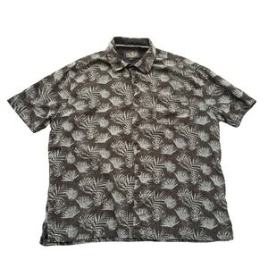 Nat Nast Mens Large Shirt Tropical Leaf Print Short Sleeve Button Up Silk Blend